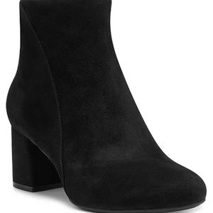 Inc black suede boots 2-1/2" block heel